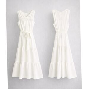 Simply Vera Vera Wang White Tiered Midi Dress | Size Small